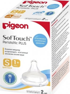 Купить pigeon softouch peristaltic plus (пиджен) соска силиконовая для бутылочки с 1 месяца, размер s 3 шт в Нижнем Новгороде