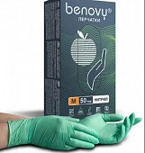 Купить перчатки смотровые benovy нитриловые нестерильные неопудренные хлорированные m 50 пар, зеленый в Нижнем Новгороде