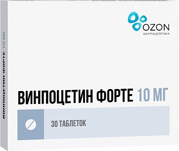 Винпоцетин форте, таблетки 10мг, 30 шт Винпоцетин форте, таблетки 10мг, 30 шт