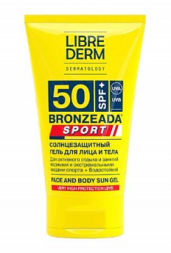 Librederm Bronzeada Sport (Либридерм) гель солнцезащитный для лица и тела, 50мл SPF150