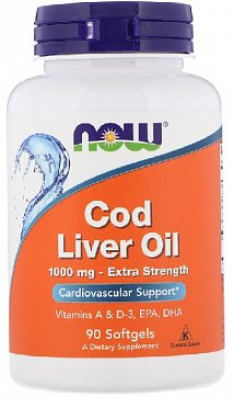 Now Foods (Нау Фудс) Рыбий жир из печени трески 1000мг, капсулы 1391мг, 90 шт БАД