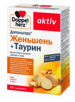 Купить doppelherz activ (доппельгерц) женьшень+таурин, капсулы, 30 шт бад в Нижнем Новгороде