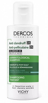 Vichy Dercos (Виши Деркос) шампунь-уход против перхоти для нормальных и жирных волос, 75мл