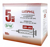 Купить шприц 5мл sfm с иглой 3-компонентный 22g 0,7х40мм с технологией luer lock, 100шт в Нижнем Новгороде