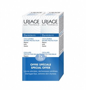 Урьяж Барьедерм (Uriage Bariederm) набор: Цика-бальзам для губ восстанавливающий 15 мл, 2шт