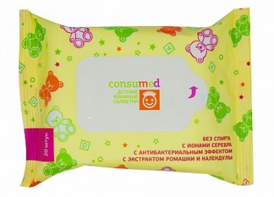Купить салфетки влажные консумед (consumed) детские с экстрактом ромашки и календулы, 20 шт в Нижнем Новгороде