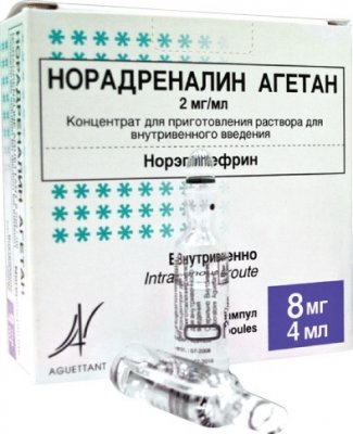 Купить норадреналин агетан, концентрат для приготовления раствора для внутривенного введения 2мг/мл, ампулы 4мл, 10 шт в Нижнем Новгороде