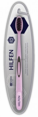 Купить хелфен (hilfen) зубная щетка средней жесткости черная щетина розовая, 1шт в Нижнем Новгороде