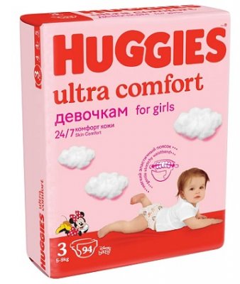 Купить huggies (хаггис) подгузники ультра комфорт для девочек, 5-9кг 94 шт в Нижнем Новгороде