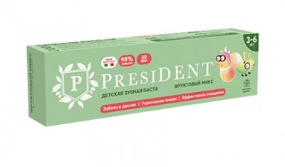 Купить президент (president) зубная паста для детей 3-6лет фрутовый микс, 43г 50rda в Нижнем Новгороде