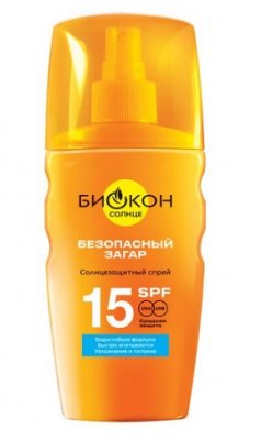 Купить биокон солнце спрей солнцезащитный безопасный загар, 160мл spf15 в Нижнем Новгороде