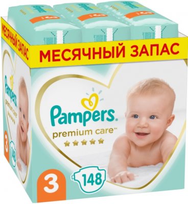 Купить pampers premium care (памперс) подгузники 3 миди 6-10кг, 148шт в Нижнем Новгороде
