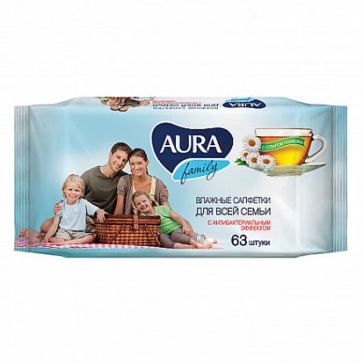 Купить aura (аура) салфетки влажные family для всей семьи антибактериальные 63шт в Нижнем Новгороде