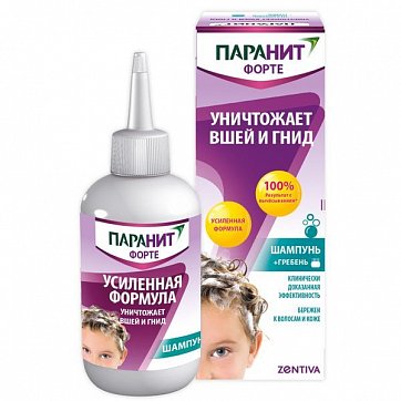 Паранит Форте усиленная формула шампунь средство педикулицидное, 100 мл+гребень
