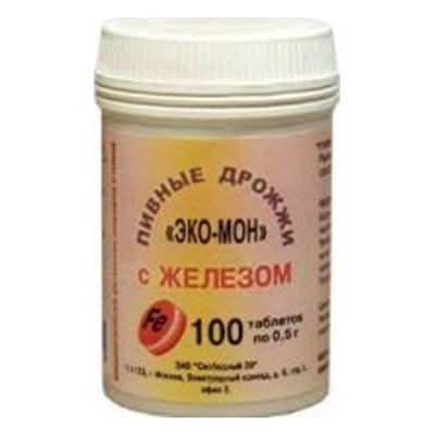 Купить дрожжи пивные эко-мон с железом, таблетки 450мг, 100 шт бад в Нижнем Новгороде