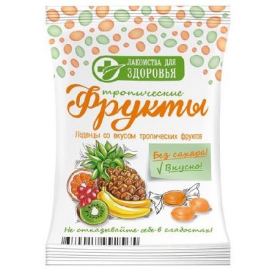 Купить карамель леденцовая лакомства для здоровья без сахара со вкусом тропических фруктов, 50г в Нижнем Новгороде