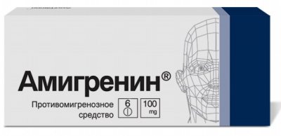 Купить амигренин, таблетки, покрытые пленочной оболочкой 100мг, 6шт в Нижнем Новгороде