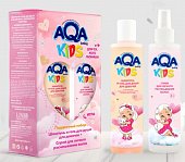 Купить aqa baby (аква беби) kids набор: шампунь и гель для душа для девочек с протеинами пшеницы 200 мл+спрей для легкого расчесывания 200 мл в Нижнем Новгороде