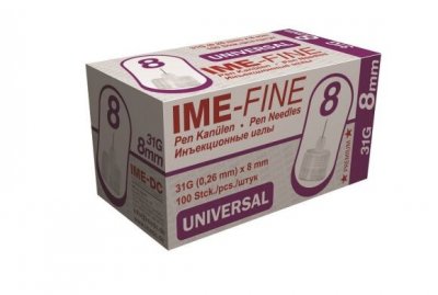 Купить иглы ime-fine для инъекций универсальные для инсулиновых шприц-ручек 31g (0,26мм х 8мм) 100 шт в Нижнем Новгороде