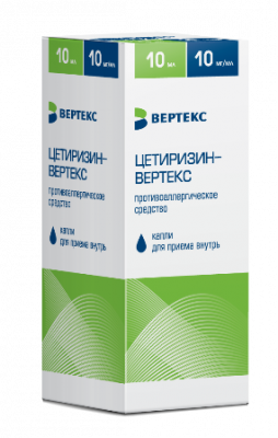 Купить цетиризин-вертекс, капли для приема внутрь 10мг/мл, 20мл от аллергии в Нижнем Новгороде