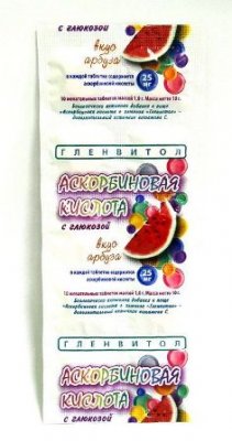 Купить аскорбиновая кислота с глюкозой гленвитол таблетки со вкусом арбуза 1г, 10 шт (стрип) бад в Нижнем Новгороде