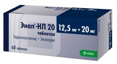 Купить энап-нл, таблетки 20мг+12,5мг, 60 шт в Нижнем Новгороде
