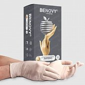 Купить перчатки benovy смотровые латексные нестерильные опудренные текстурированные на пальцах, размер s 50 пар в Нижнем Новгороде