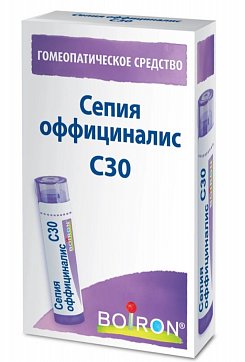 Сепия оффициналис С30, гомеопатический монокомпонентный препарат животного происхождения, гранулы гомеопатические 4 гр 