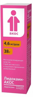 Купить лидокаин-акос, спрей для местного и наружного применения дозированный 4,6мг/доза, 38г (650доз) в Нижнем Новгороде