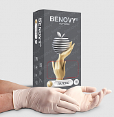 Купить перчатки benovy латексные нестерильные неопудренные текстурир на пальцах хлорированные размер l 50 пар в Нижнем Новгороде