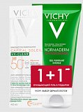 Vichy (Виши) Набор Capital Soleil Очищение и защита для кожи, склонной к несовершенствам: Солнцезащитный флюид UV-Clear SPF 50+, 40 мл + Очищающий гель Normaderm Phytosolution, 50 мл
