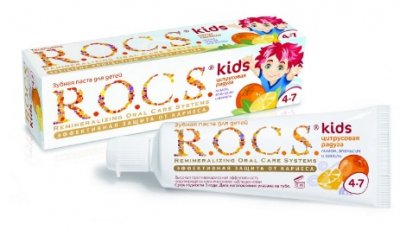 Купить рокс (r.o.c.s) зубная паста для детей лимон/апельсин/ваниль, 45мл (еврокосмед ооо, россия) в Нижнем Новгороде