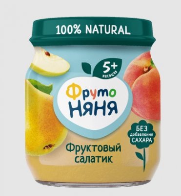 Купить фрутоняня пюре яблоко, груша, персик, фруктовый салатик, 100г в Нижнем Новгороде