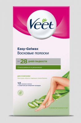 Купить veet easy-gelwax (вит) восковые полоски для сухой кожи с алоэ вера, 12 шт в Нижнем Новгороде