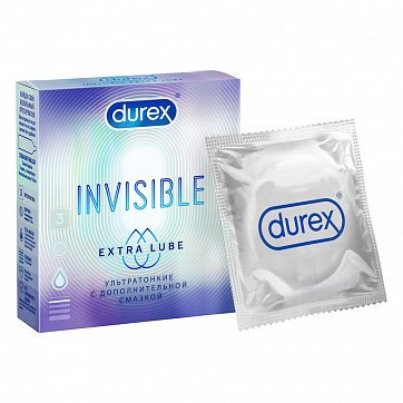 Durex (Дюрекс) презервативы Invisible Extra Lube, 3шт