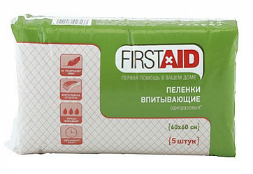 Пеленки медицинские впитывающие First Aid (Ферстэйд) 60х60см 5шт