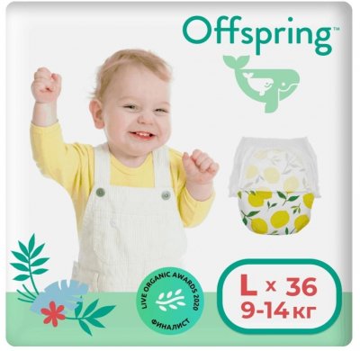 Купить offspring (оффспринг) подгузники-трусики детские размер l, 9-14 кг 36 шт лимоны в Нижнем Новгороде