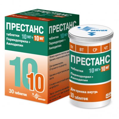 Купить престанс, таблетки 10мг(амлодипин)+10мг(периндоприл), 30 шт в Нижнем Новгороде