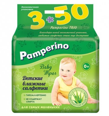 Купить pamperino (памперино) салфетки влажные детские, 50шт 3 упаковки в Нижнем Новгороде