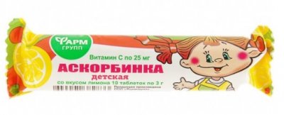 Купить аскорбинка детская, таблетки 3г, со вкусом лимона, 10 шт бад в Нижнем Новгороде
