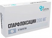 Купить спарфлоксацин, таблетки покрытые пленочной оболочкой 200мг, 6 шт в Нижнем Новгороде